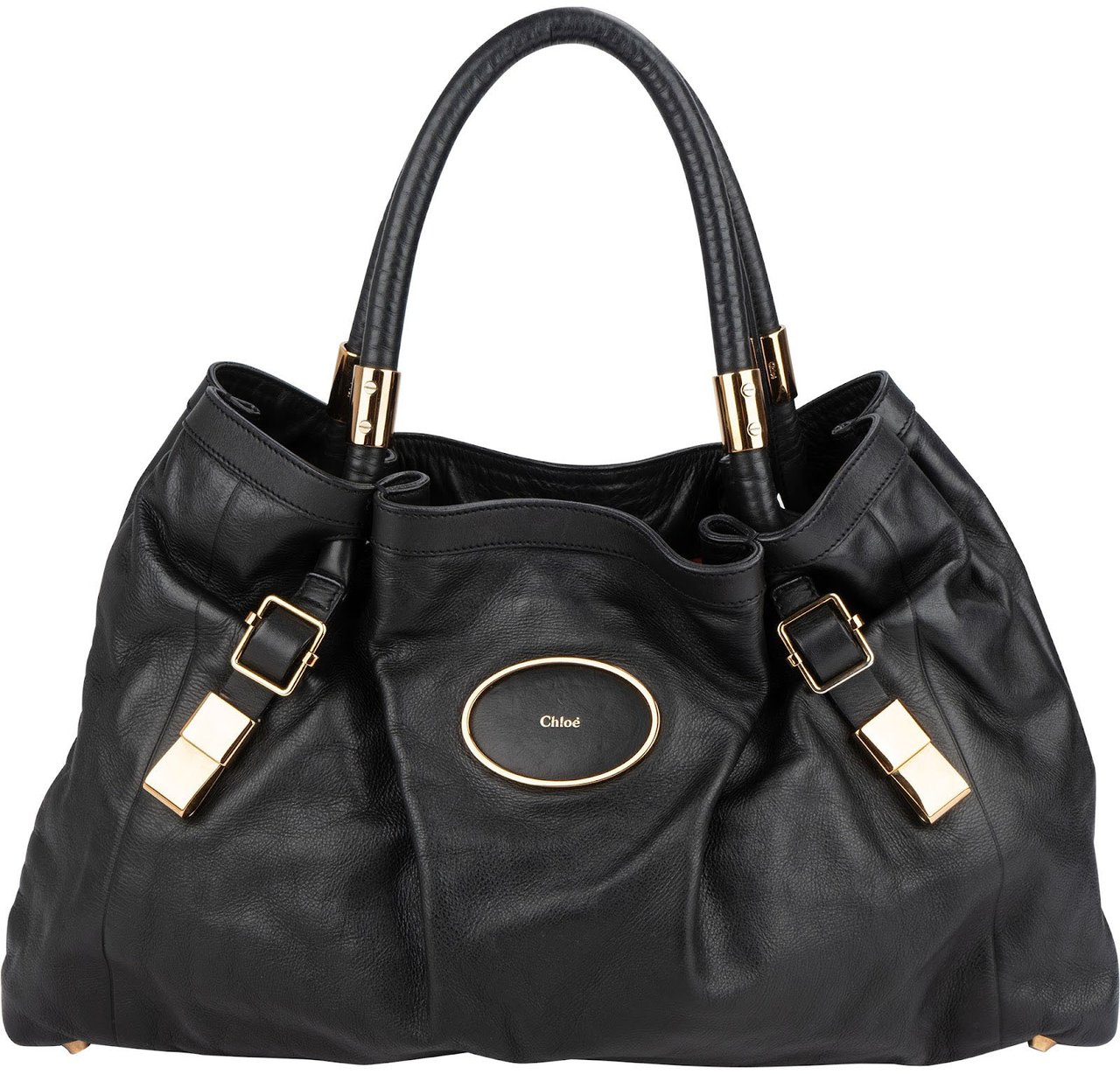 Chloé Black Leather Victoria Handbag Zwart