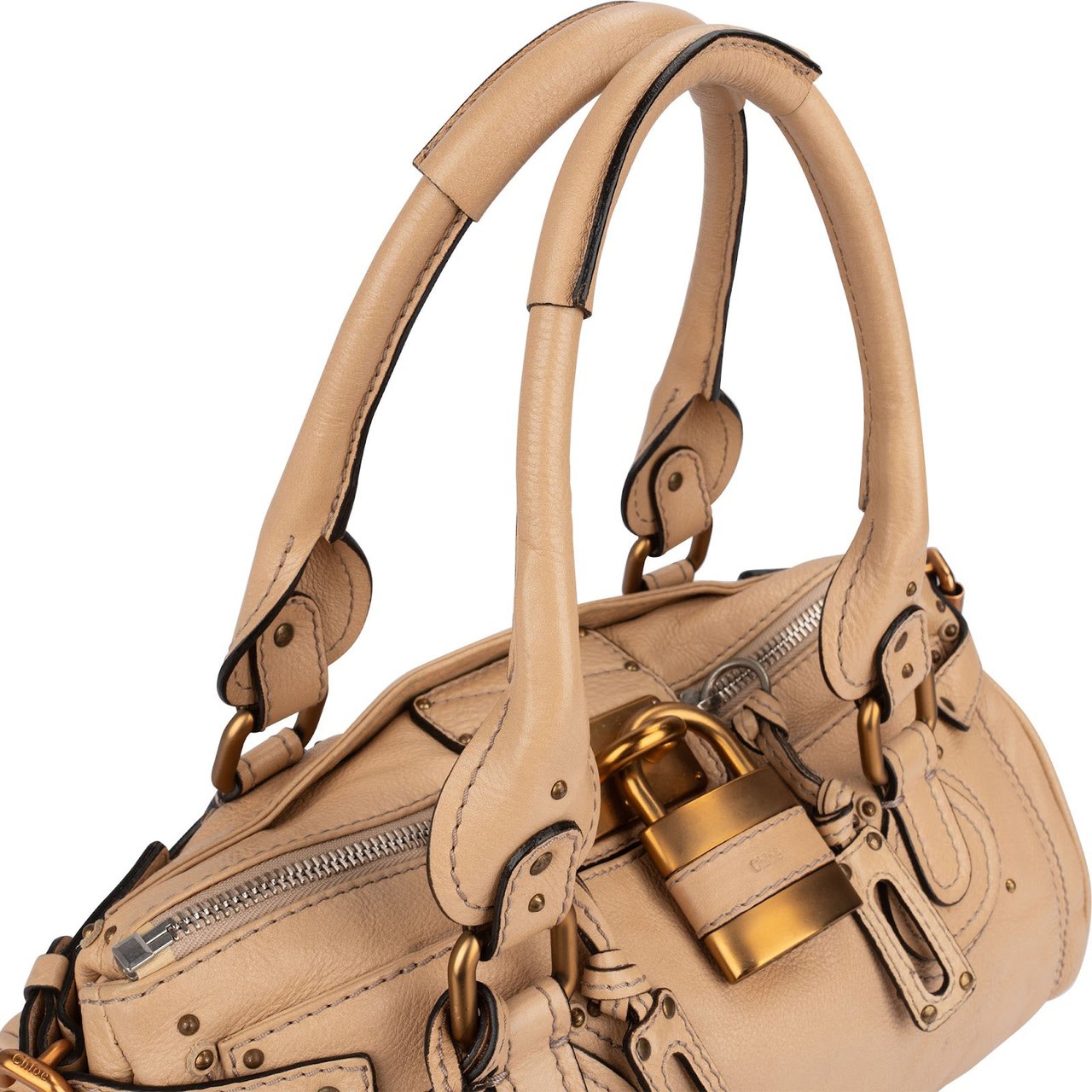 Chloé Brown Leather Paddington Handbag Beige