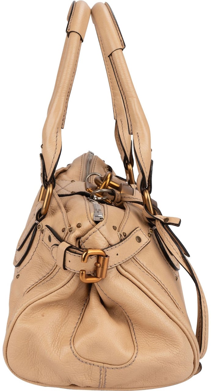 Chloé Brown Leather Paddington Handbag Beige