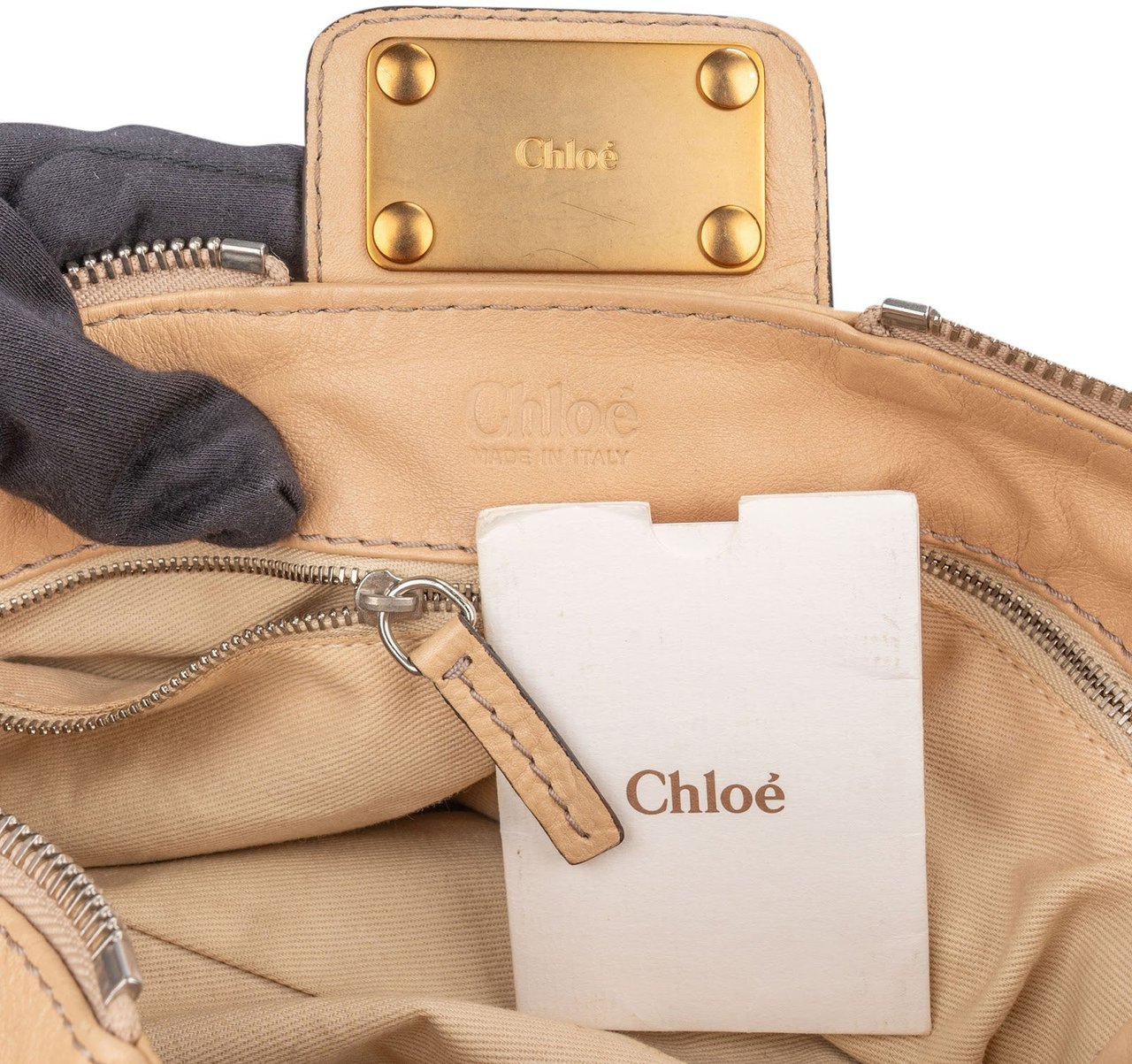 Chloé Brown Leather Paddington Handbag Beige