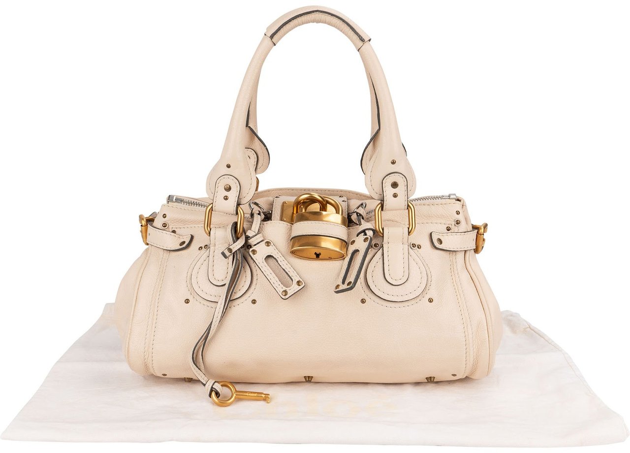 Chloé White Leather Paddington Handbag Wit