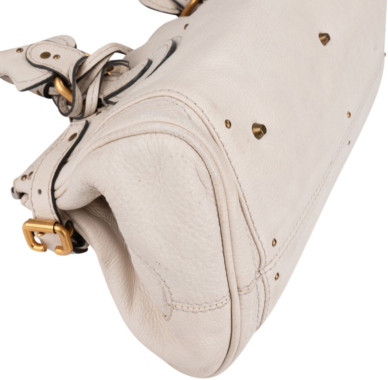 Chloé White Grained Leather Paddington Handbag Wit