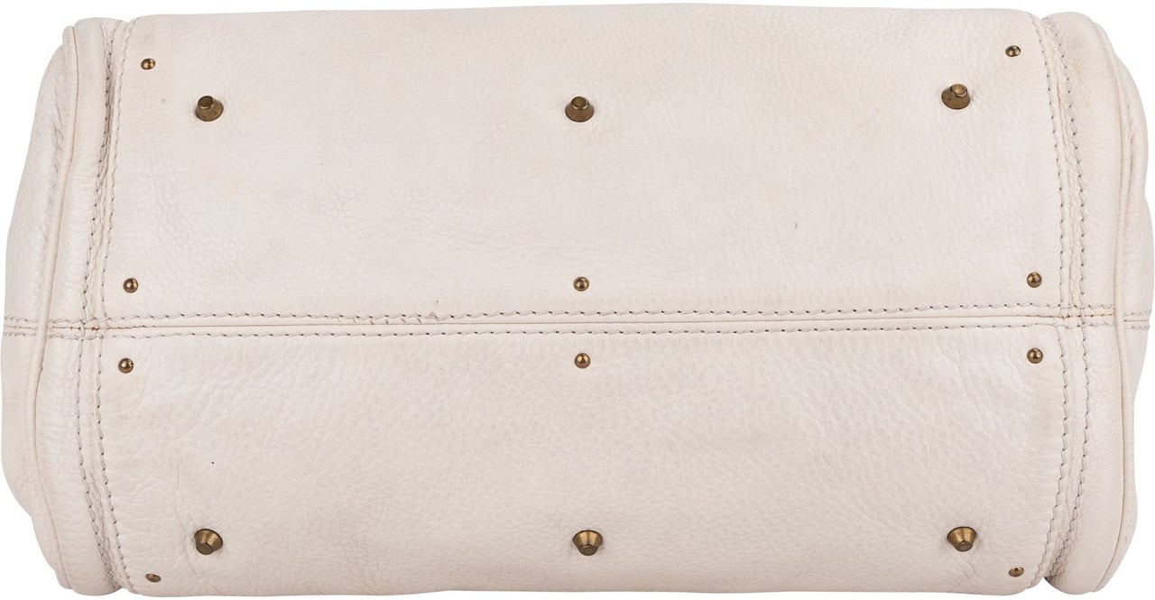 Chloé White Grained Leather Paddington Handbag Wit