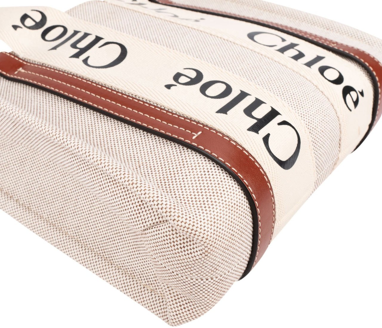 Chloé Canvas Small Woody Tote Handbag Beige