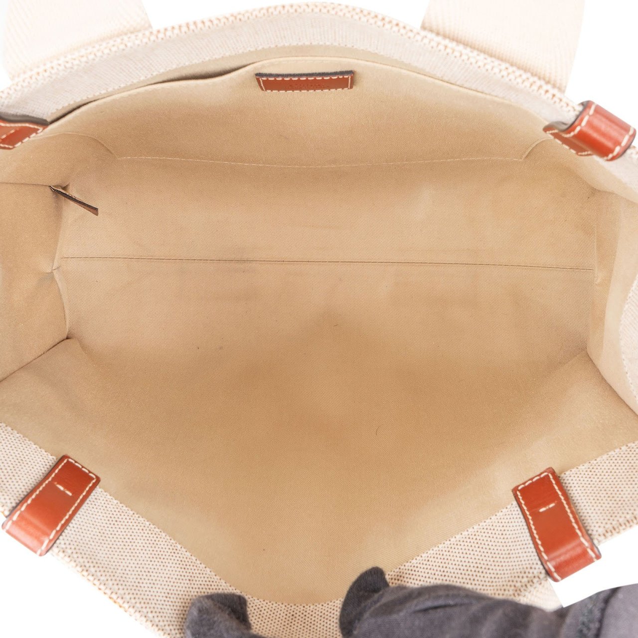 Chloé Canvas Medium Woody Tote Shoulder Bag Beige