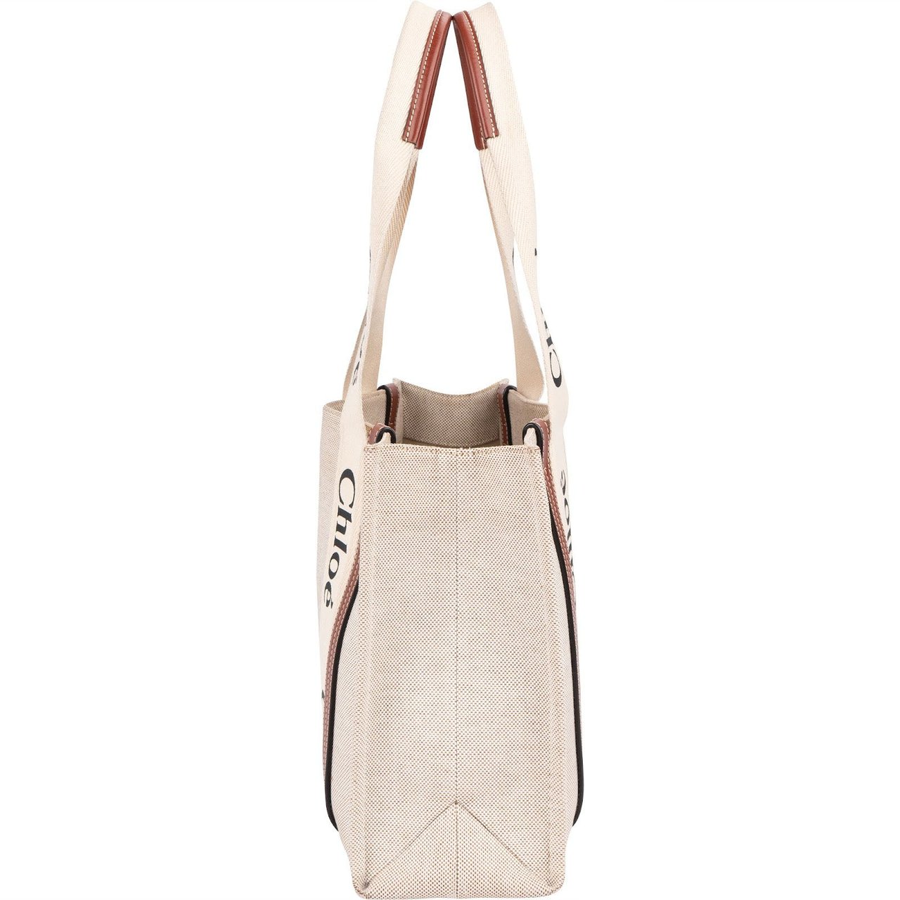 Chloé Canvas Medium Woody Tote Shoulder Bag Beige