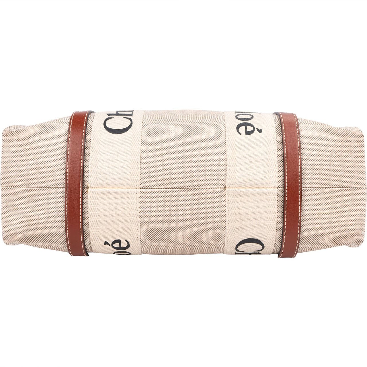 Chloé Canvas Medium Woody Tote Shoulder Bag Beige