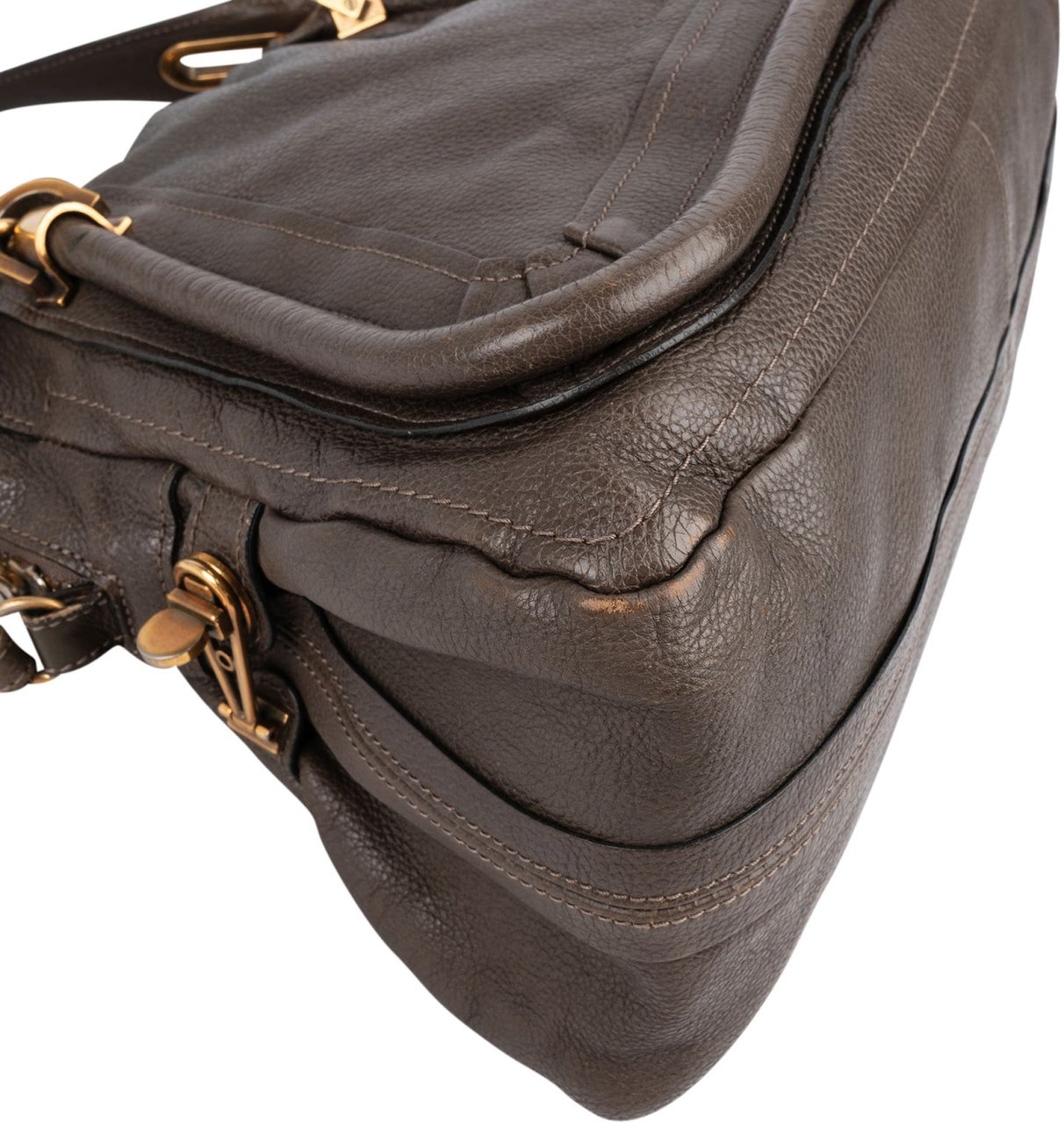 Chloé Pebbled Leather Paraty Handbag Taupe