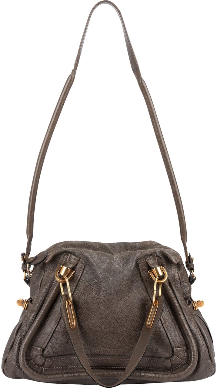 Chloé Pebbled Leather Paraty Handbag Taupe