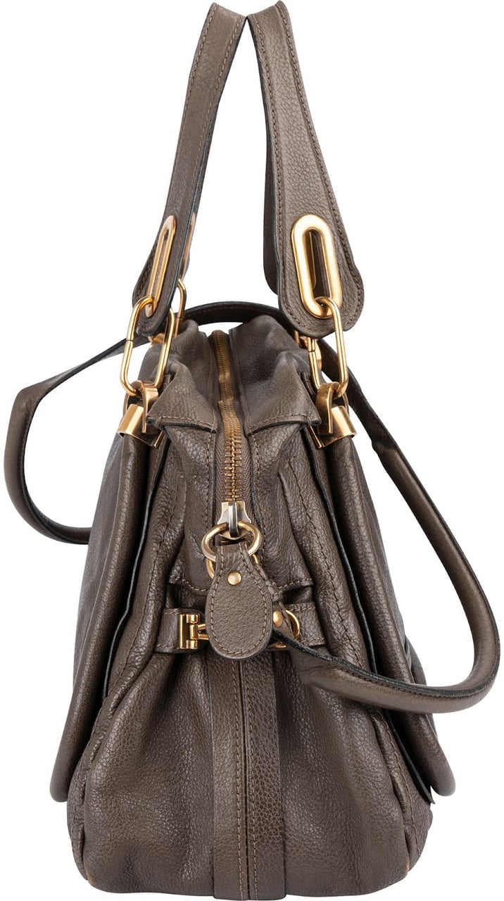 Chloé Pebbled Leather Paraty Handbag Taupe