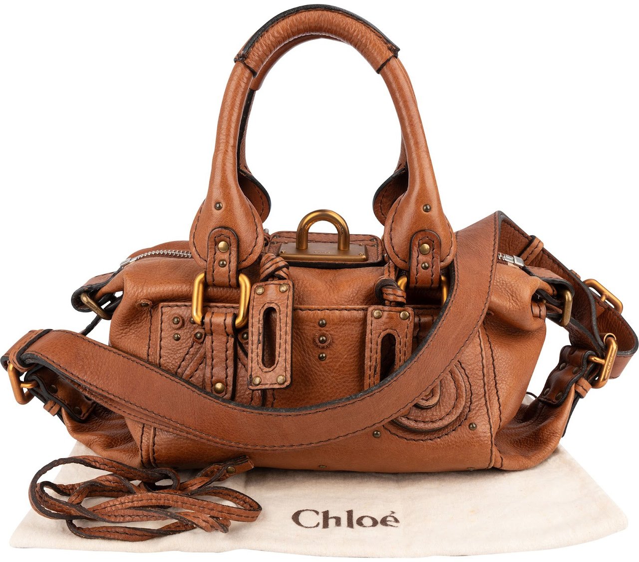 Chloé Leather Paddington Satchel Shoulder Bag Bruin