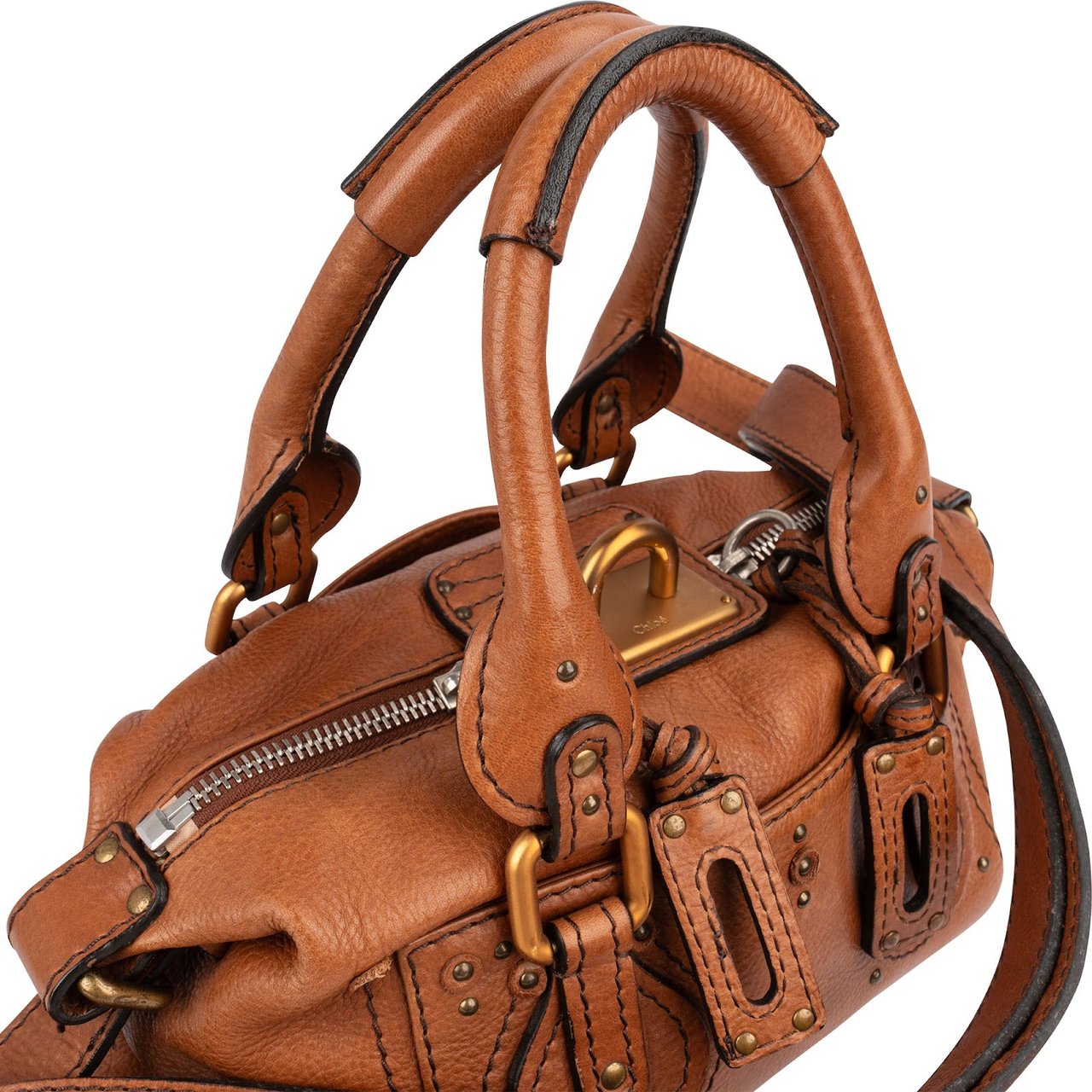 Chloé Leather Paddington Satchel Shoulder Bag Bruin