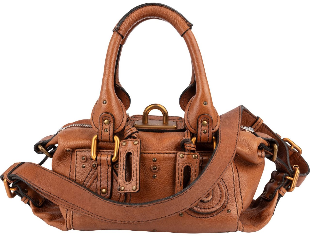 Chloé Leather Paddington Satchel Shoulder Bag Bruin