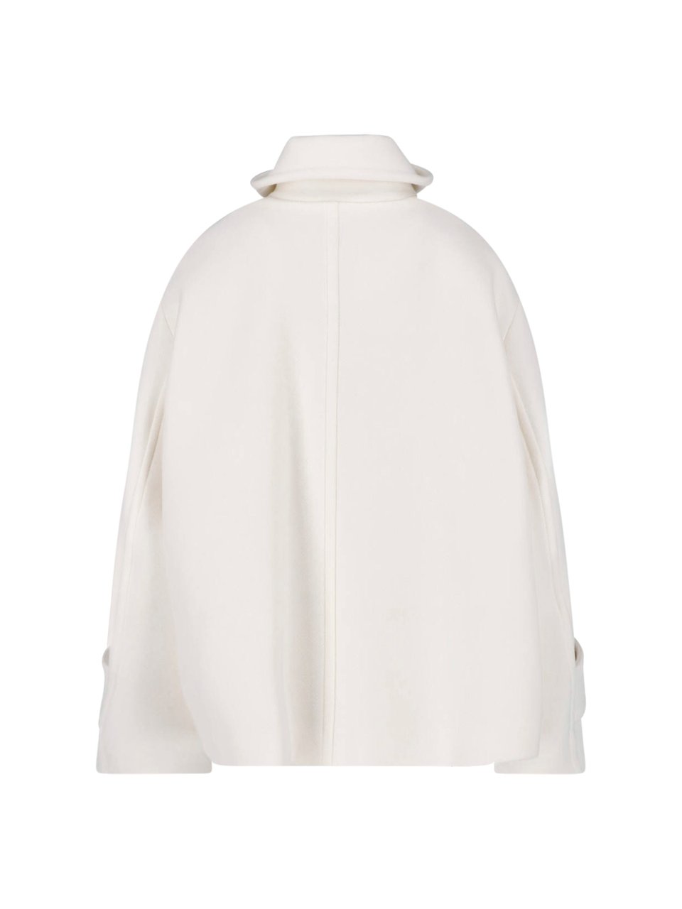 Chloé Boxy White Jacket with High Stand Collar Wit