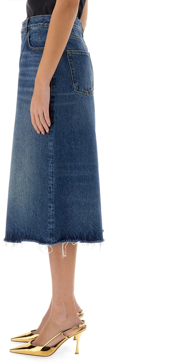 Chloé Patchwork Denim Bermuda Shorts with Artisanal Design Groen
