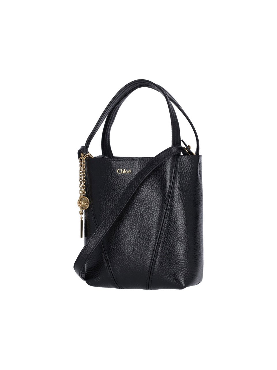Chloé Black Spin Small Leather Tote Bag Zwart