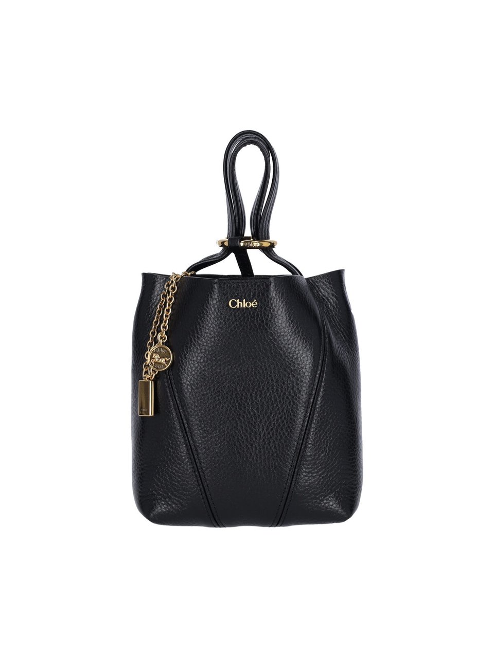 Chloé Black Spin Small Leather Tote Bag Zwart