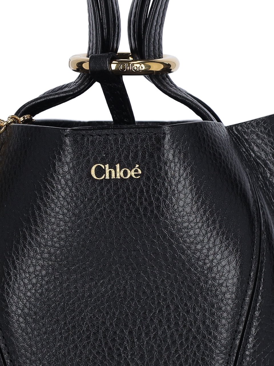 Chloé Black Spin Small Leather Tote Bag Zwart
