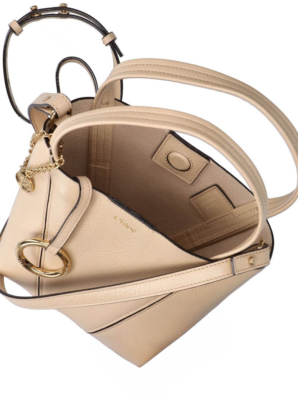 Chloé Structured Handbag with Gold-tone Accents Neutraal