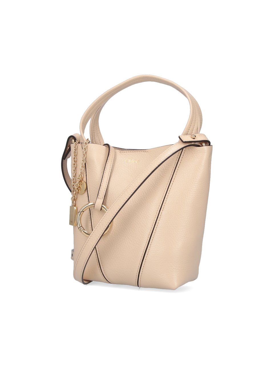 Chloé Structured Handbag with Gold-tone Accents Neutraal