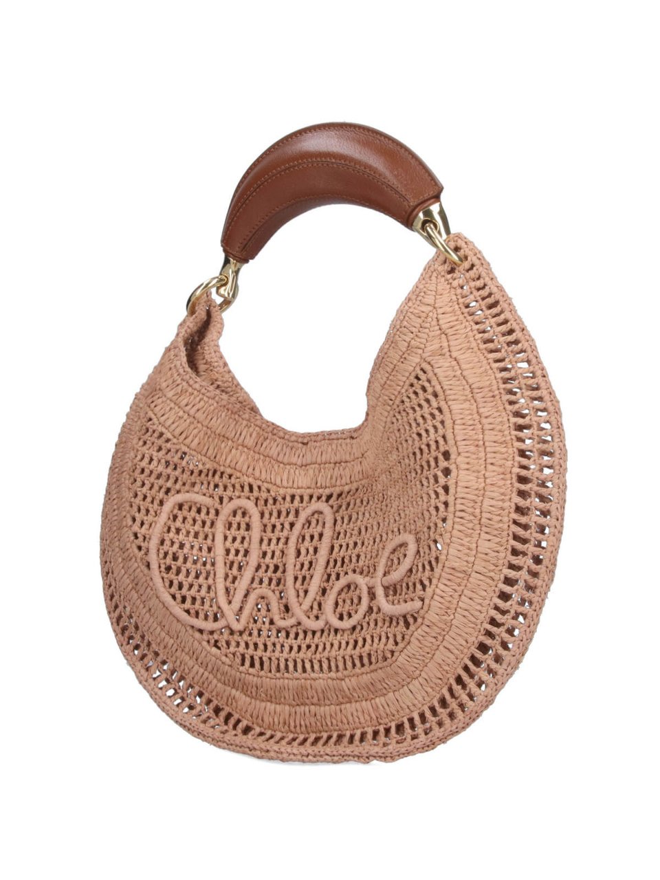 Chloé Beige Summer Banana Woven Raffia Hobo Bag Bruin