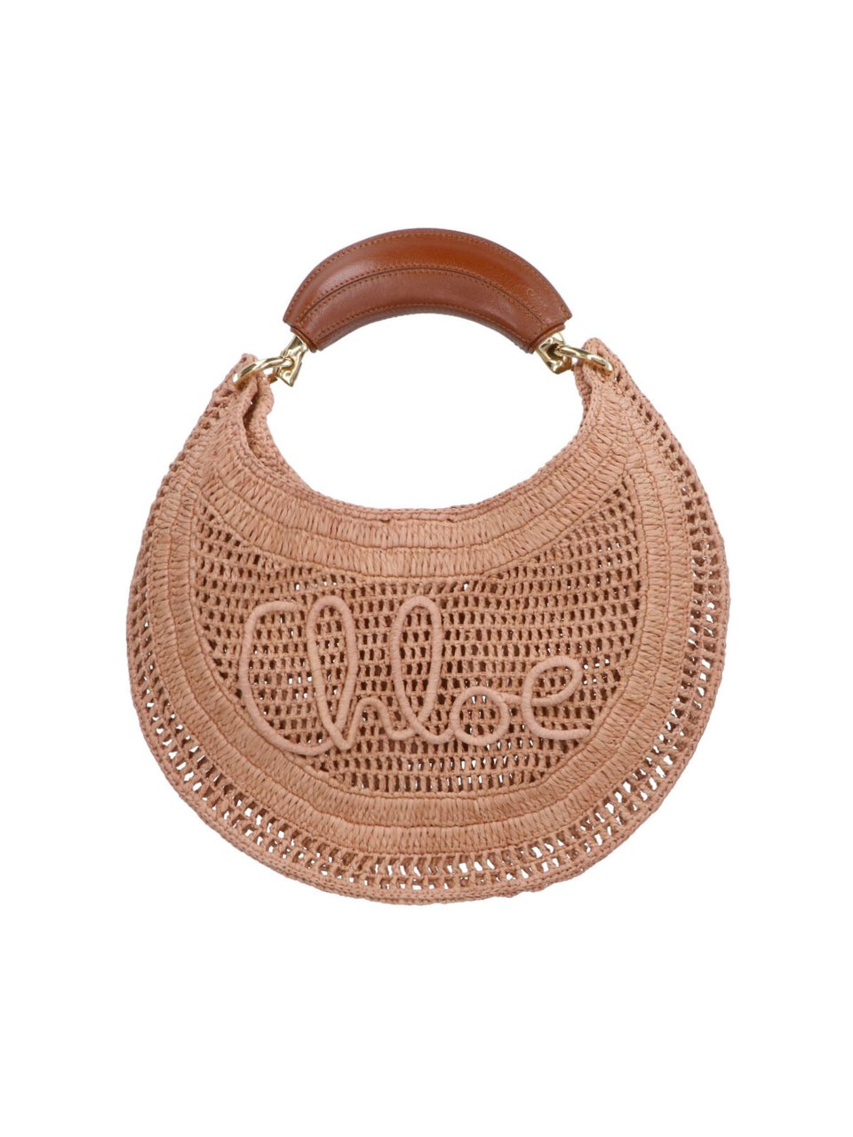Chloé Beige Summer Banana Woven Raffia Hobo Bag Bruin