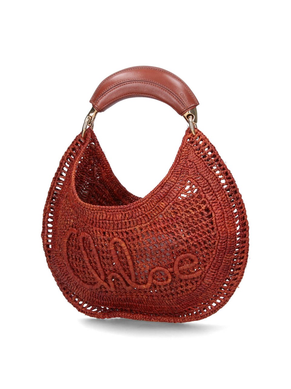 Chloé Brown Summer Banana Woven Rafia Bag Bruin
