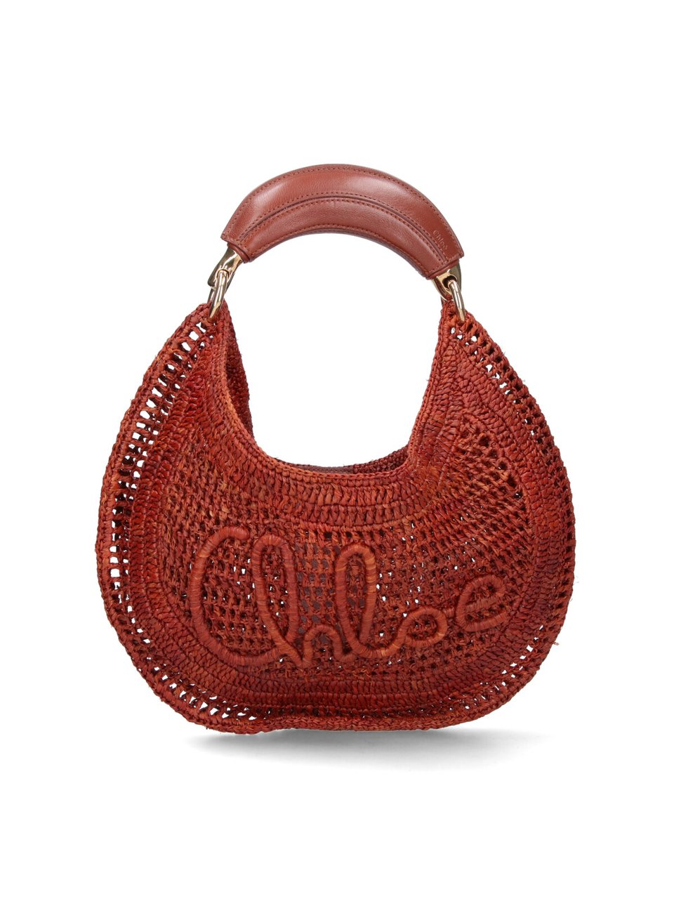 Chloé Brown Summer Banana Woven Rafia Bag Bruin