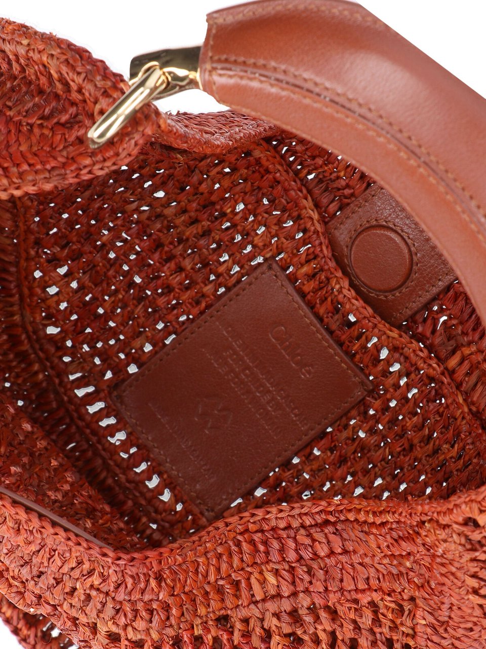 Chloé Brown Summer Banana Woven Rafia Bag Bruin