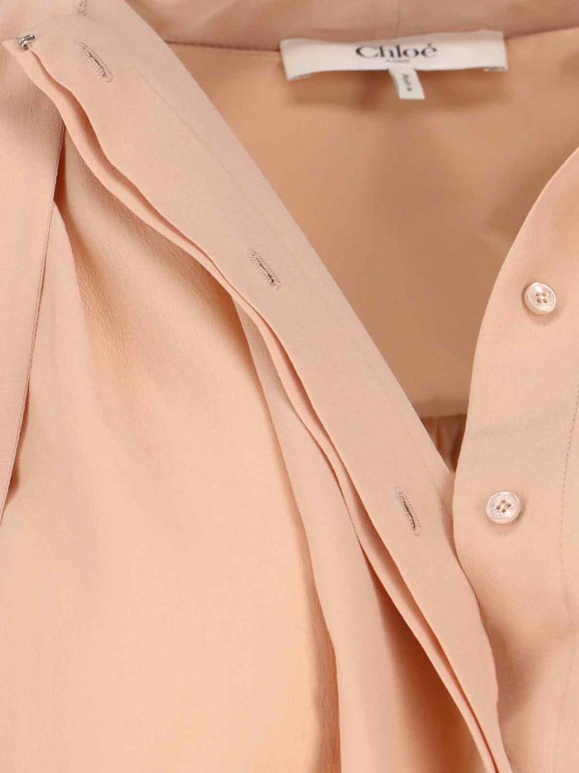 Chloé Silk Lavallière Blouse – Beige Roze