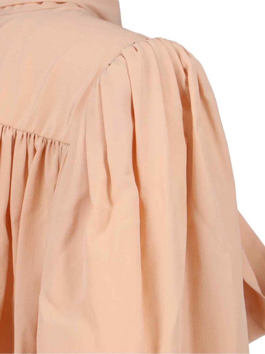 Chloé Silk Lavallière Blouse – Beige Roze