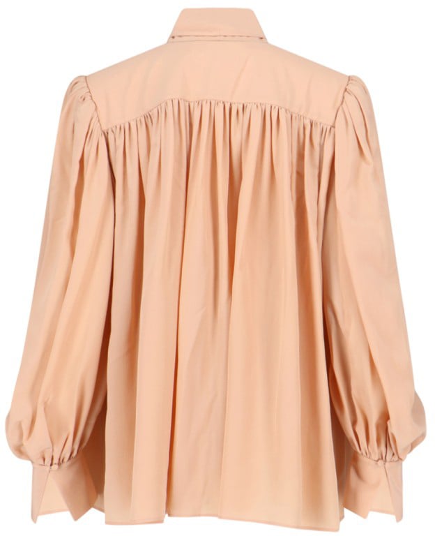 Chloé Silk Lavallière Blouse – Beige Roze