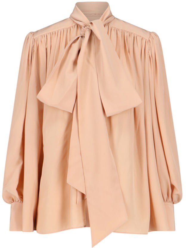 Chloé Silk Lavallière Blouse – Beige Roze