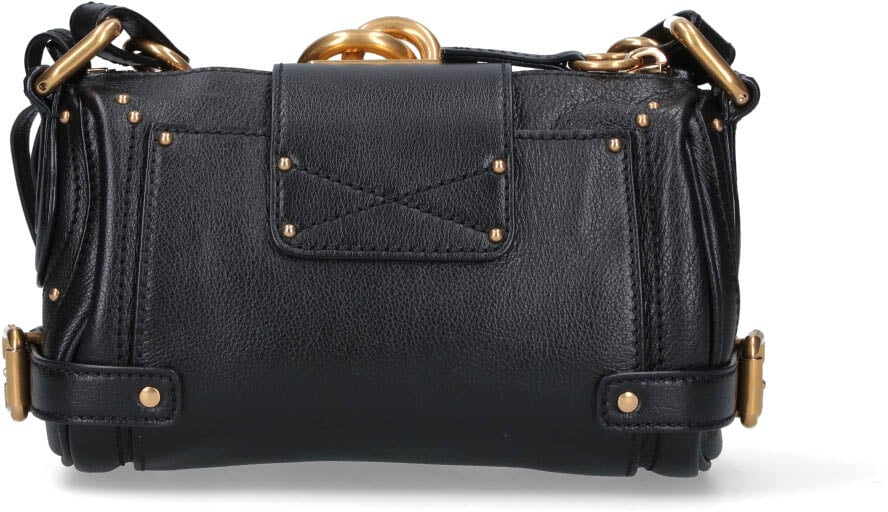 Chloé Black Paddington Textured Leather Bag Zwart