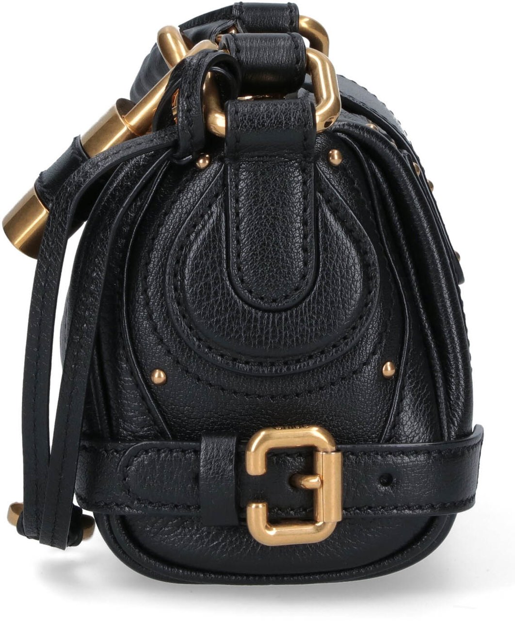 Chloé Black Paddington Textured Leather Bag Zwart