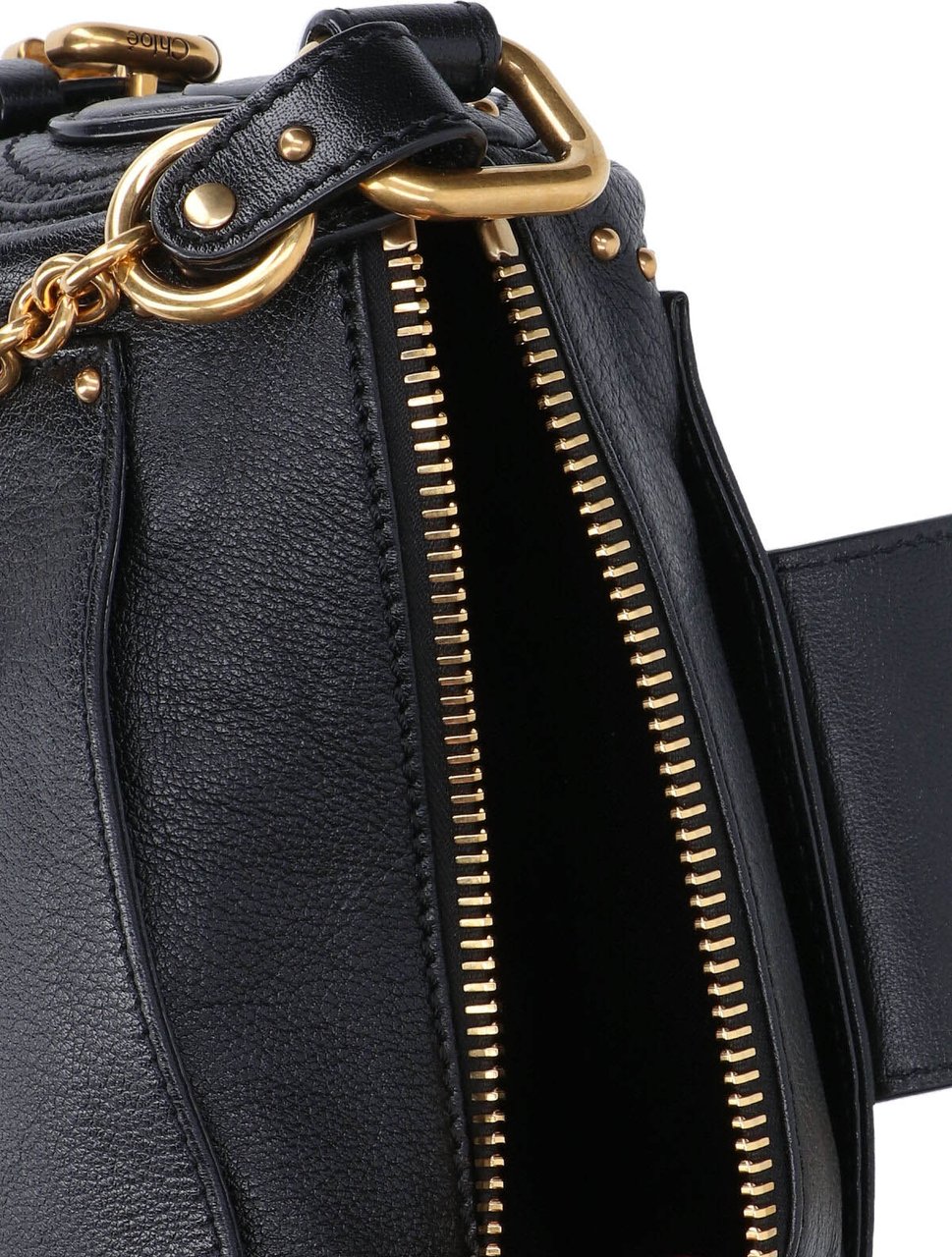 Chloé Black Paddington Textured Leather Bag Zwart