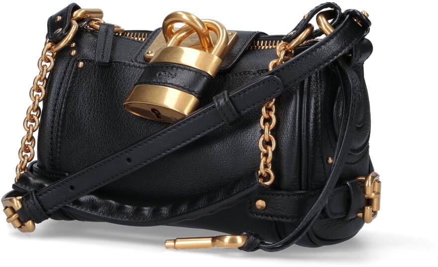 Chloé Black Paddington Textured Leather Bag Zwart