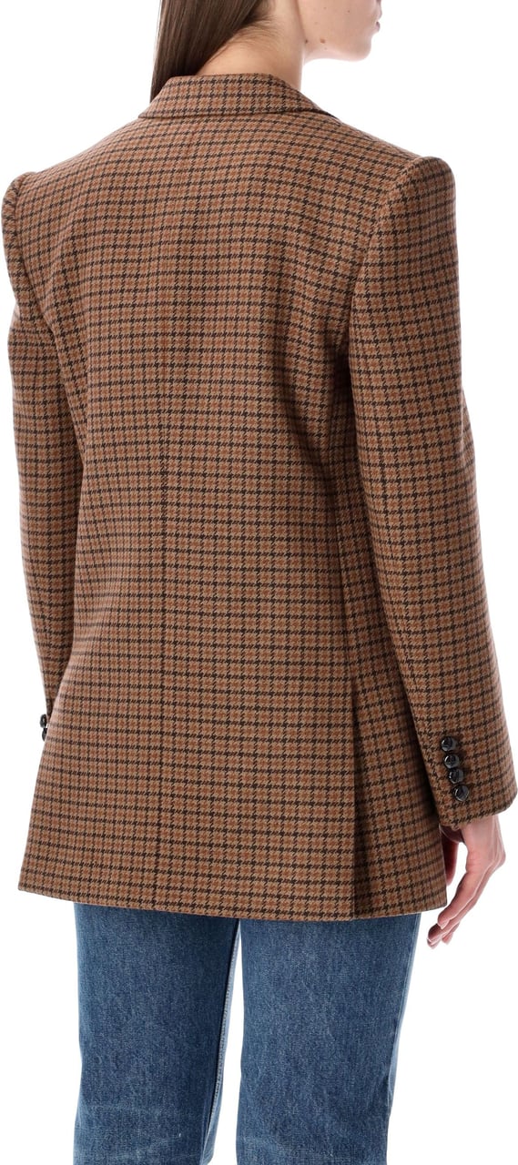 Chloé Blazer Wool Check Brown Black Bruin