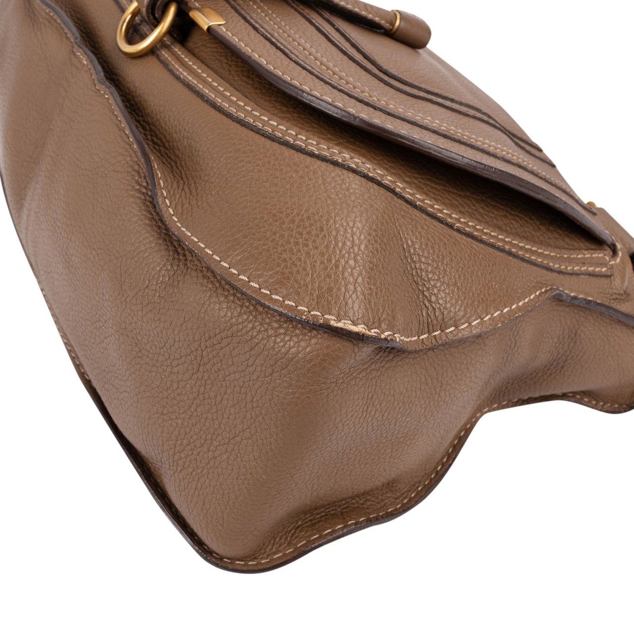 Chloé Grained Leather Marcie Shoulder Bag Taupe