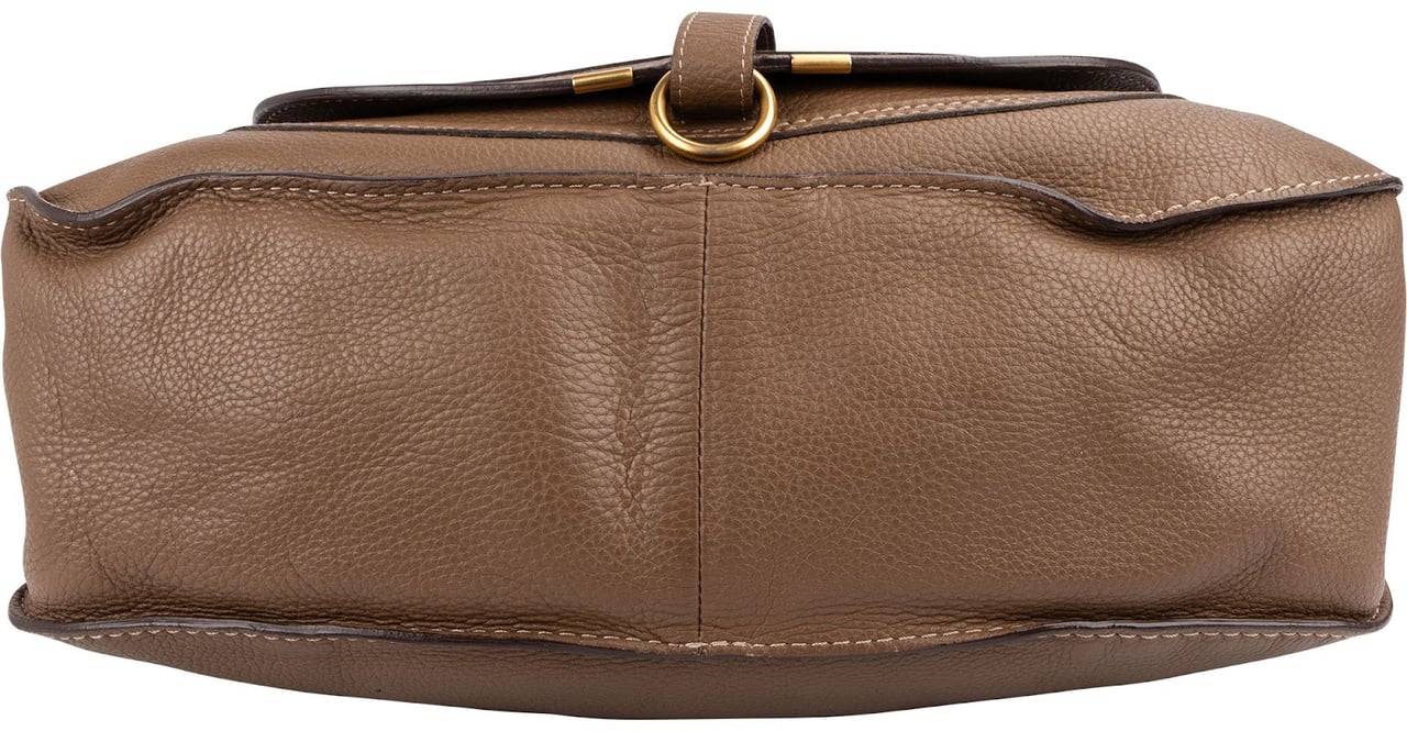 Chloé Grained Leather Marcie Shoulder Bag Taupe