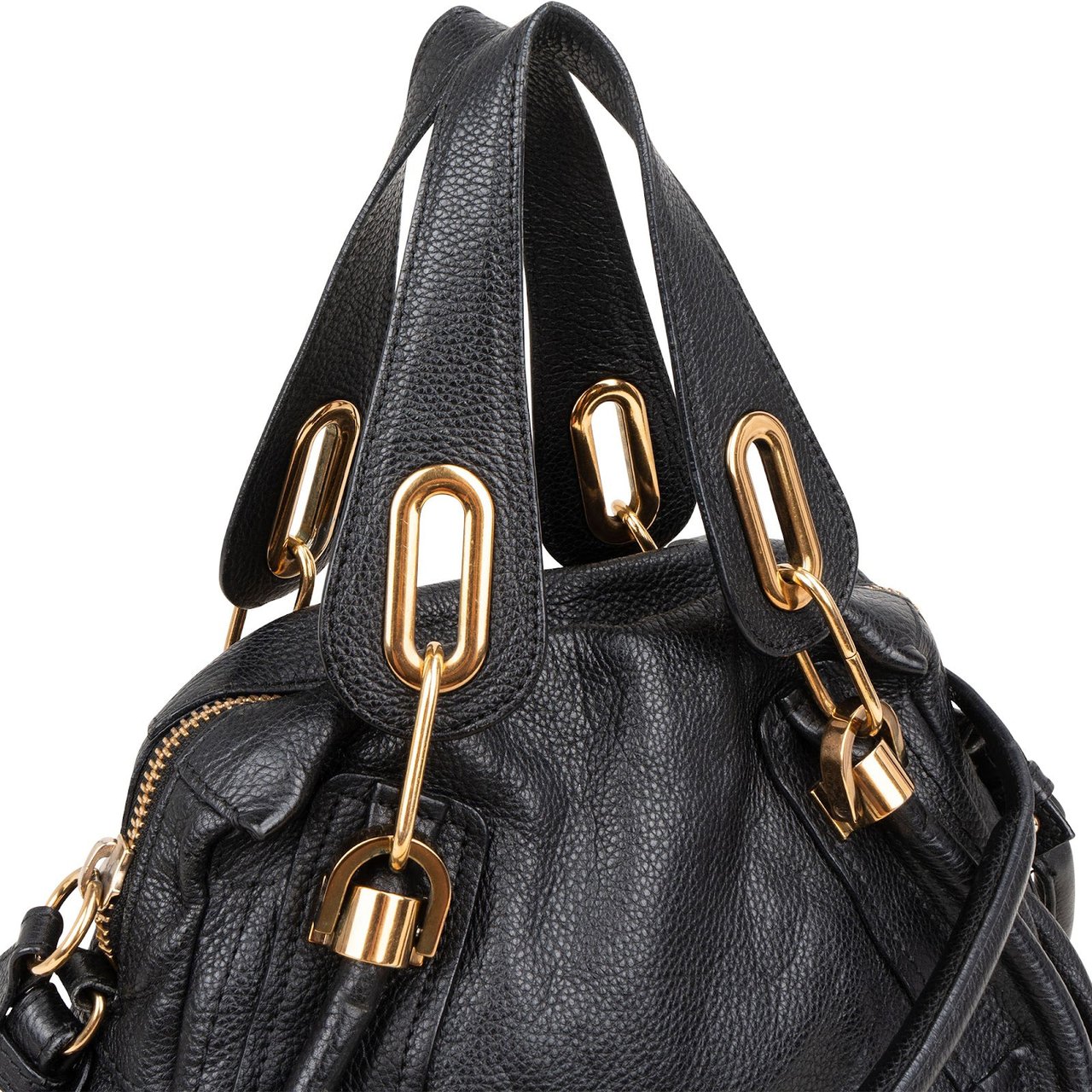 Chloé Grained Leather Paraty Shoulder Handbag Zwart