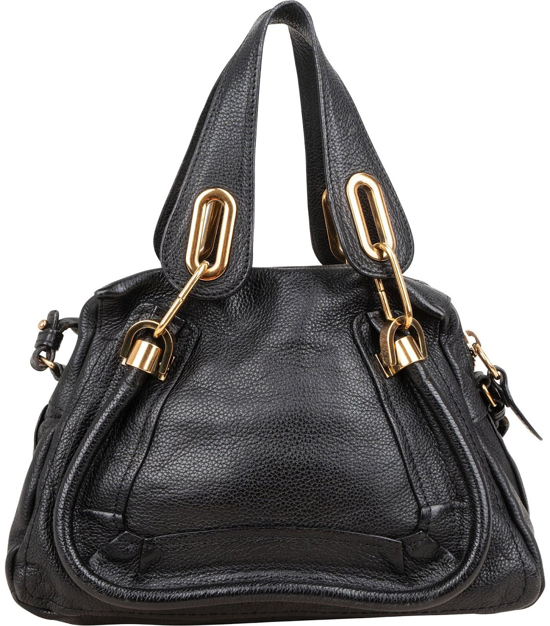 Chloé Grained Leather Paraty Shoulder Handbag Zwart