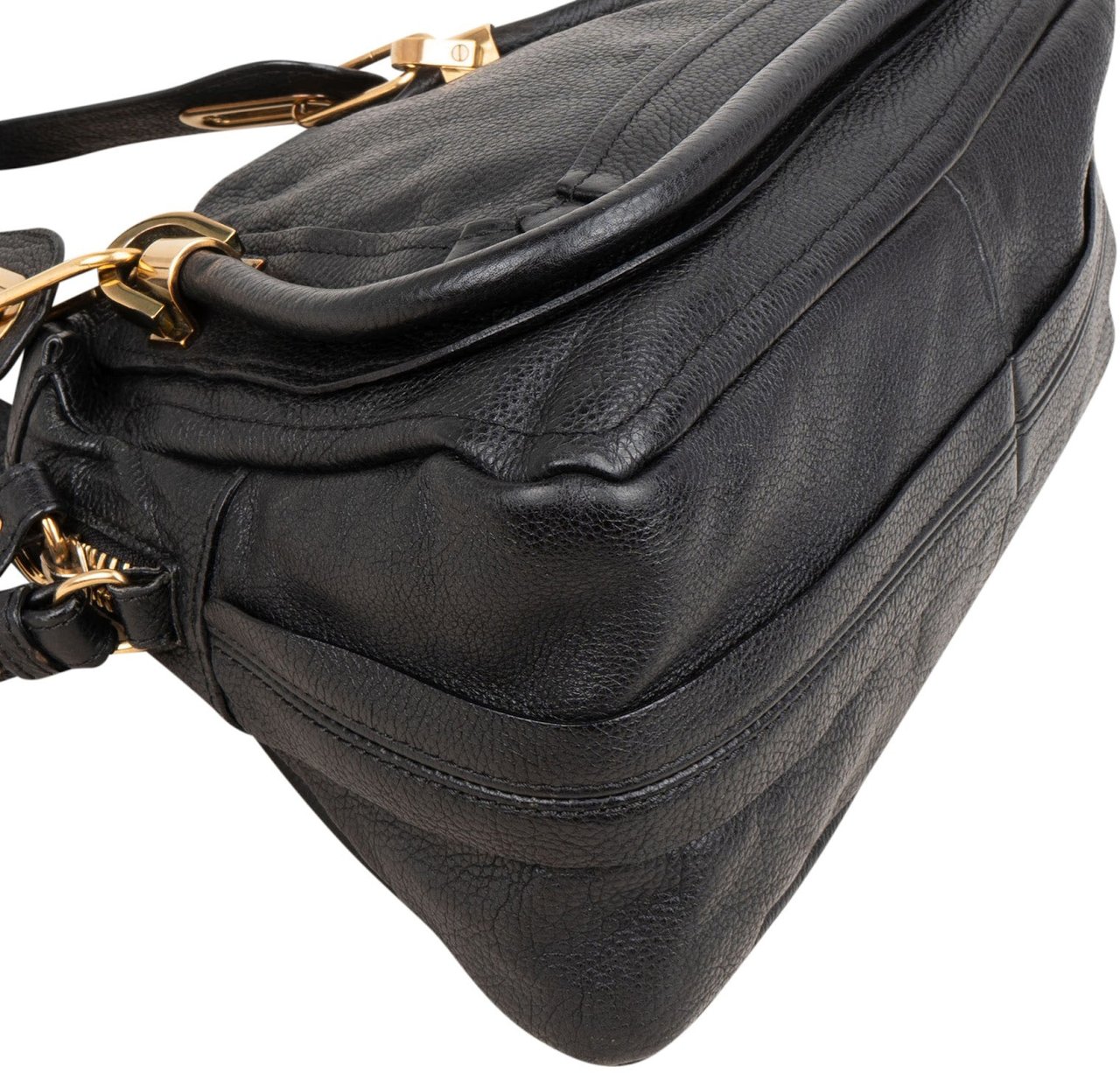 Chloé Grained Leather Paraty Shoulder Handbag Zwart