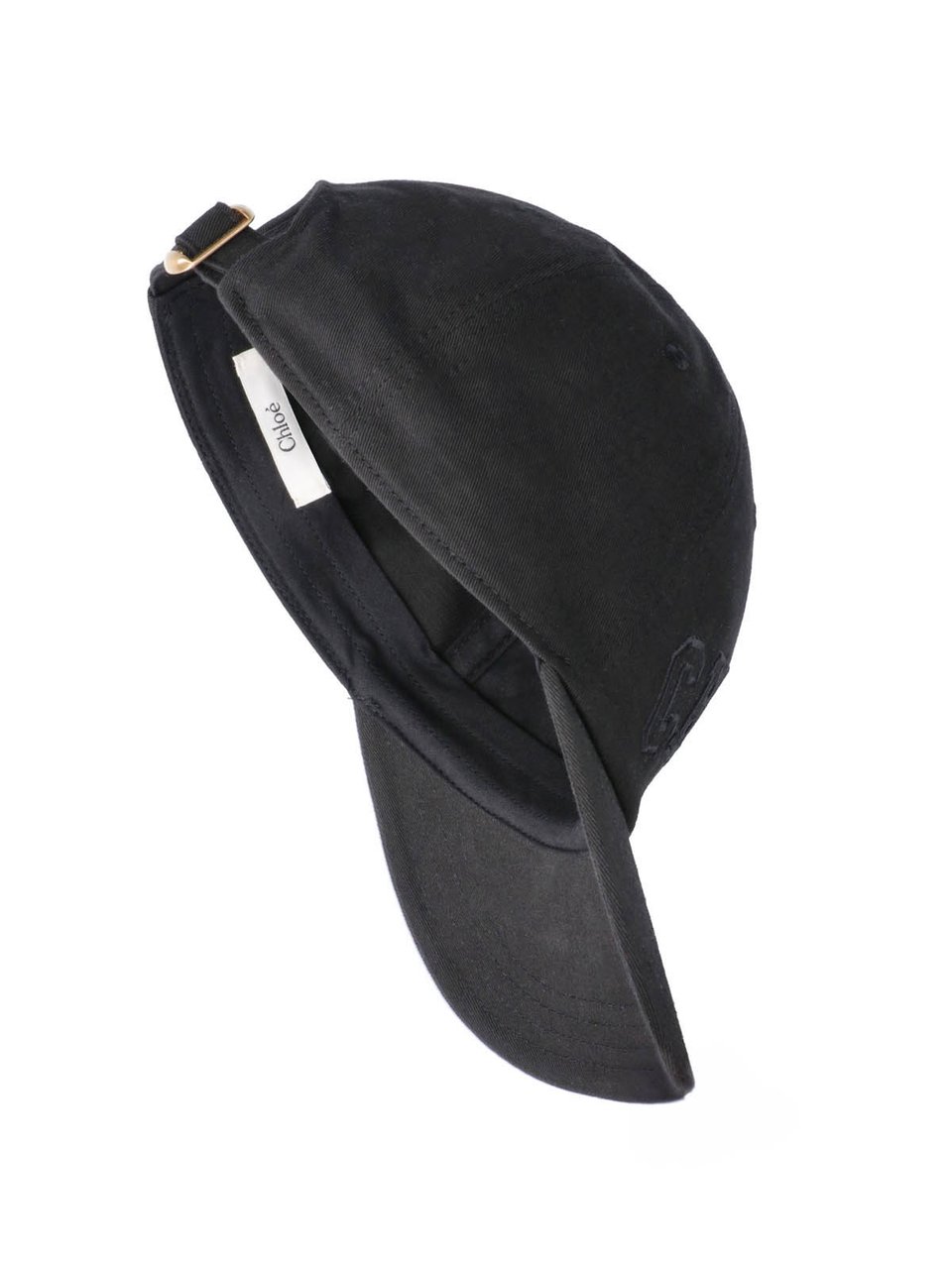 Chloé Classic Black Baseball Cap with Gold-tone Adjustable Strap Zwart