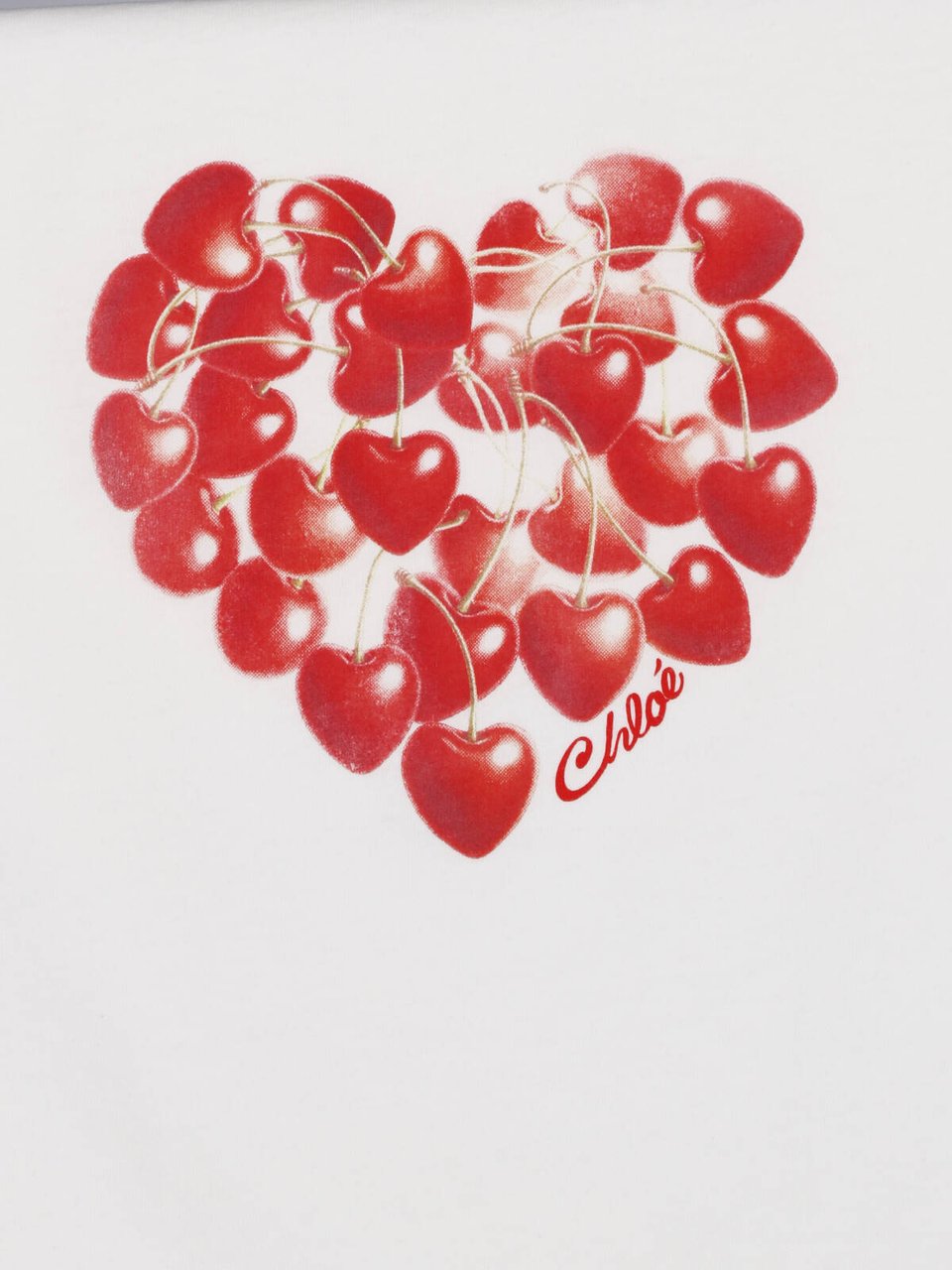 Chloé Graphic Cherry Heart Short-Sleeve T-Shirt Wit