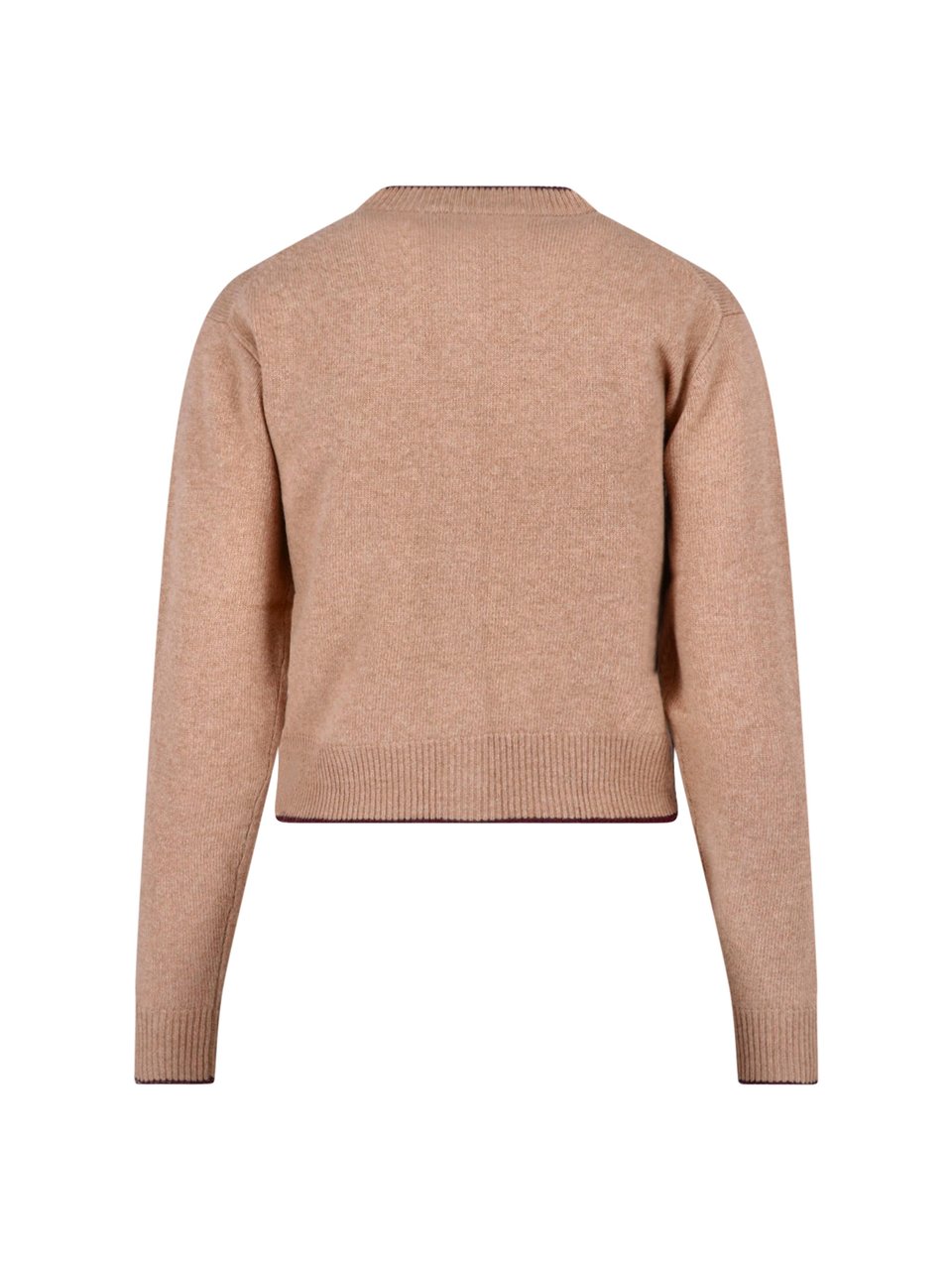 Chloé Button-Down Brown Wool And Cashmere Cardigan With Intarsia Logo Bruin
