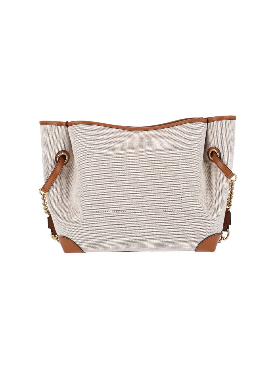 Chloé Textured Fabric Tote Bag with Leather Trim Neutraal