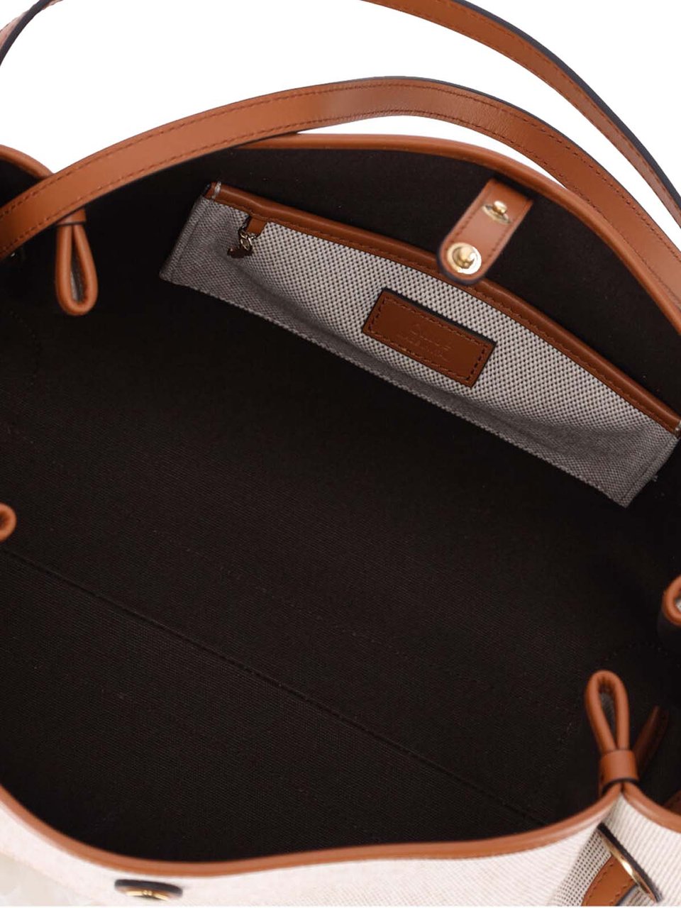 Chloé Textured Fabric Tote Bag with Leather Trim Neutraal