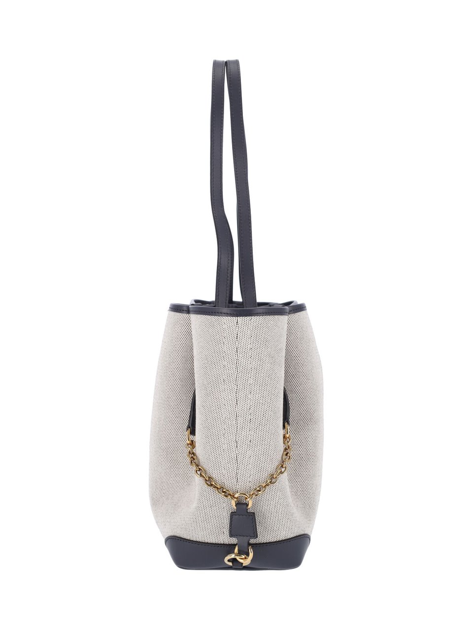 Chloé Textured Fabric Tote Bag with Leather Trim Neutraal