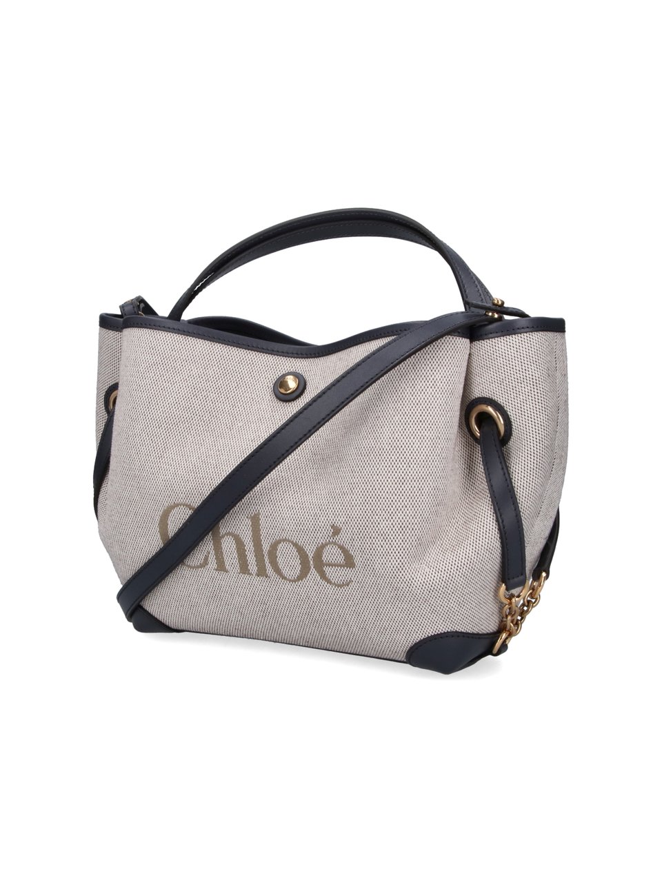 Chloé Structured Tote Bag with Textured Fabric Neutraal